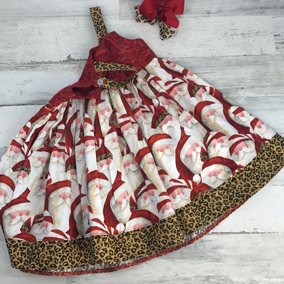 Santa Leopard Holiday dress size 4 / 5 - Picture 3 of 8